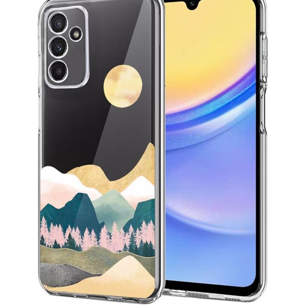 Samsung Galaxy A15 5G Clear with Sierra Mountains Moon Embossed Pattern